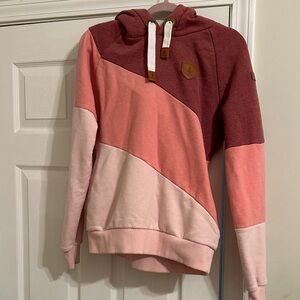 Wanakome Tri-Tone Hoodie in Red, Pink, light  pink